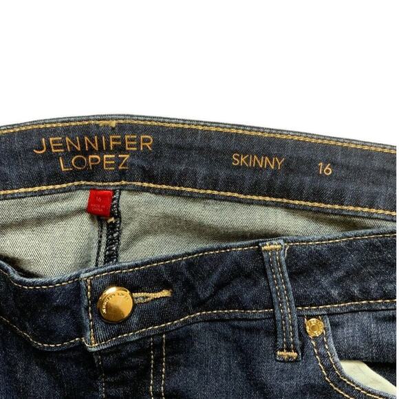 Jennifer Lopez Skinny Jeans Women's Size 16 Distressed Whiskers Stretch Faded - Picture 11 of 12
